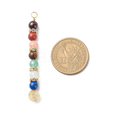 7 Chakra Mixed Gemstone Copper Wire Wrapped Big Pendants PALLOY-JF01899-01-1