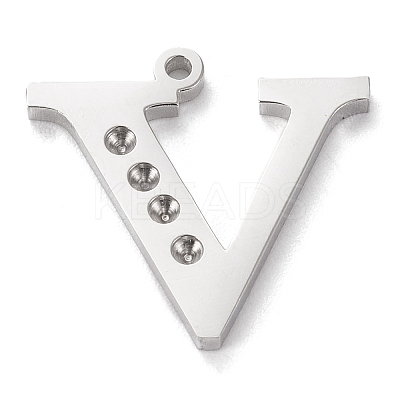 Tarnish Resistant 304 Stainless Steel Letter Pendant Rhinestone Settings LS-STAS-J028-01V-1