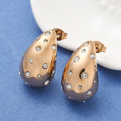 304 Stainless Steel Teardrop Stud Earrings EJEW-B108-05RG-A-1