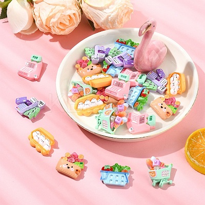 24Pcs 6 Styles Supermarket Theme Opaque Resin Decoden Cabochons Sets RESI-YW0004-06-1