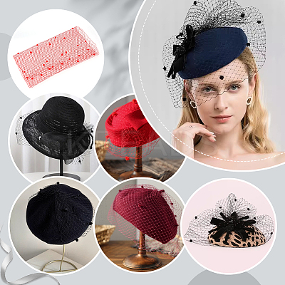Polyester Birdcage Bridal Veil Netting with Chenille Dot AJEW-WH0471-103C-03-1