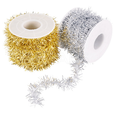 20 Yards 2 Colors Plastic Shiny Tinsel Hanging Garland AJEW-TA0002-16-1
