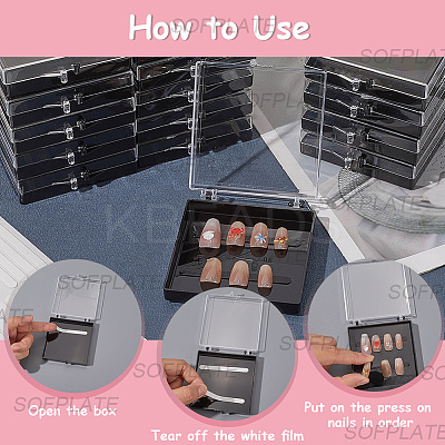 9Pcs Plastic Fake Nail Tips Storage Box CON-SP0001-15D-1