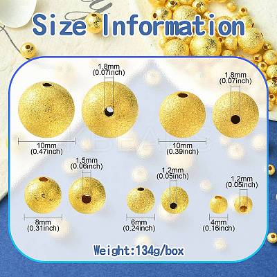 468Pcs 5 Style Brass Round Textured Spacer Beads KK-CJ0002-13-1