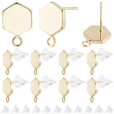 Brass Stud Earring Findings KK-BBC0028-29A-1