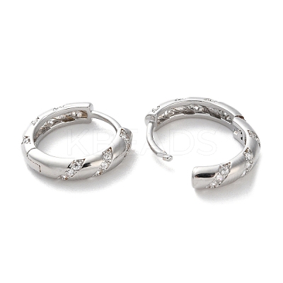 Brass Micro Pave Clear Cubic Zirconia Hoop Earrings EJEW-C121-01P-1