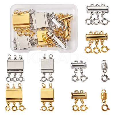 10Pcs 10 Styles Alloy Magnetic Clasps Slide Lock Clasps with Spring Ring Clasps FIND-TA0002-03-1