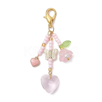 Glass Seed Beaded Pendant Decorations HJEW-MZ00405-01-1