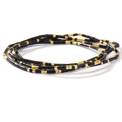 3Pcs 3 Styles Vintage Glass & Brass & Natural Stone Beaded Stretch Bracelet Sets for Women and Girls LF4427-1-1