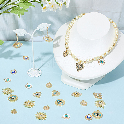 32Pcs 8 Styles Alloy Enamel Pendants ENAM-SC0005-84-1