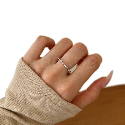 Rhodium Plated 925 Sterling Silver Micro Pave Cubic Zirconia Finger Rings for Women RJEW-K253-09P-1
