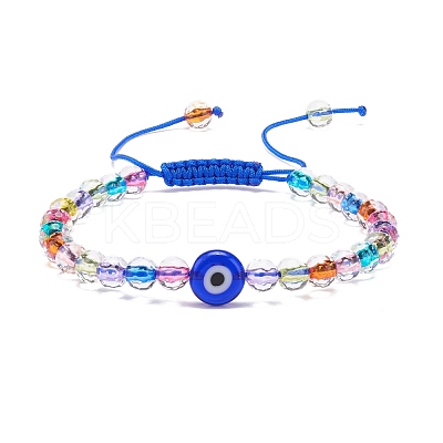 Acrylic Evil Eye & Round Lampwork Braided Bead Bracelet for Women BJEW-JB08379-1
