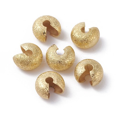 Textured Brass Crimp Beads Covers KK-I665-23G-1