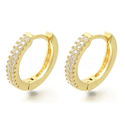 Brass Clear Cubic Zirconia Hoop Earrings EJEW-M047-19G-1