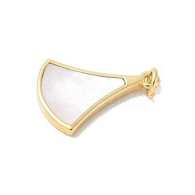 Brass Pave Natural White Shell Pendants KK-S522-05A-G-1