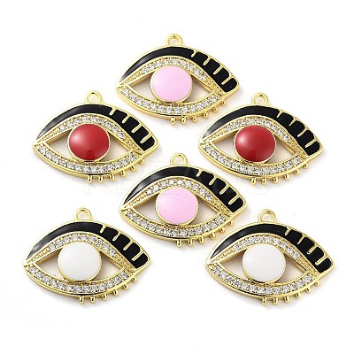 Brass Brass Micro Pave Cubic Zirconia Pendants KK-F871-20G-1