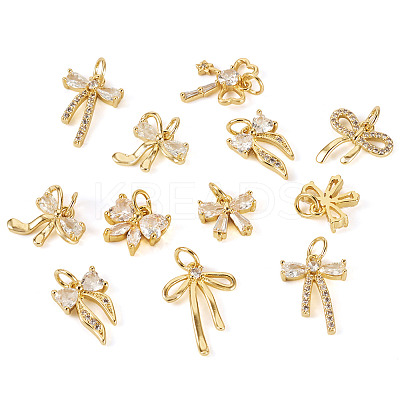 16Pcs 8 Style Brass Micro Pave Cubic Zirconia Charms KK-TA0002-16-1