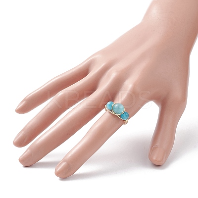 Cat Eye Beaded Finger Ring RJEW-JR00560-01-1