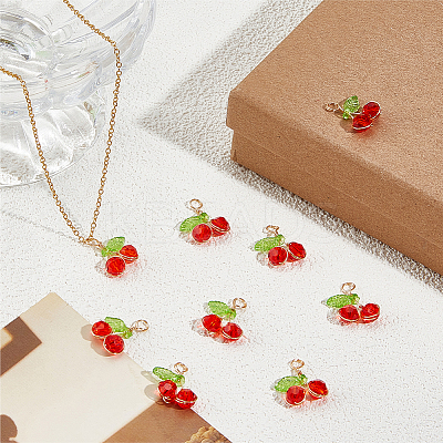 40Pcs Cherry Glass Pendants FIND-BBC0004-45-1
