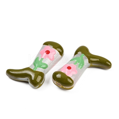 Boot Baking Paint Glass Enamel  Beads LAMP-C020-02G-1