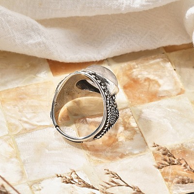 Natural Quartz Crystal Adjustable Rings RJEW-I108-03AS-08-1