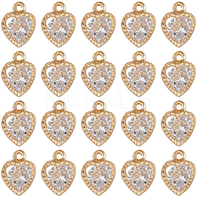 50Pcs Heart Alloy Charms ZIRC-SC0001-32G-1