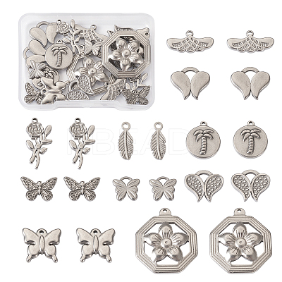 20Pcs 10 Style 304 Stainless Steel Pendants STAS-FW0001-28-1
