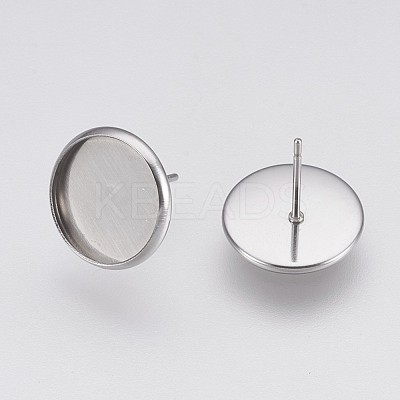 Non-Tarnish 202 Stainless Steel Stud Earring Settings A-STAS-I088-E-02P-1