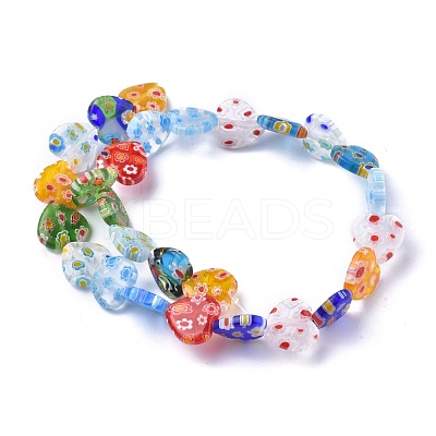 Heart Handmade Millefiori Glass Beads Strands LK-R004-68-1