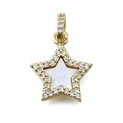 Brass Micro Pave Clear Cubic Zirconia Pendants KK-V010-29G-1