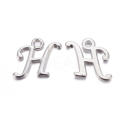 Platinum Plated Alloy Letter Pendants PALLOY-J718-01P-H-1