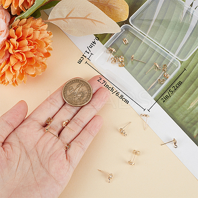 6 Pairs Sun Rack Plating Brass Micro Pave Cubic Zirconia Stud Earring Findings KK-BBC0010-98-1