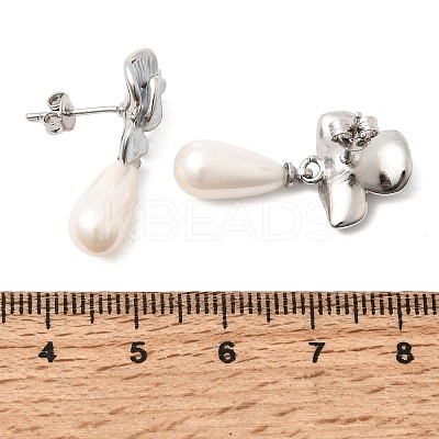 Brass Enamel Stud Dangle Earrings KK-CBAB173-02A-P-1