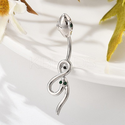 Alloy Rhinestone Snake Curved Barbell Belly Rings LS-AJEW-R007-03P-03-1