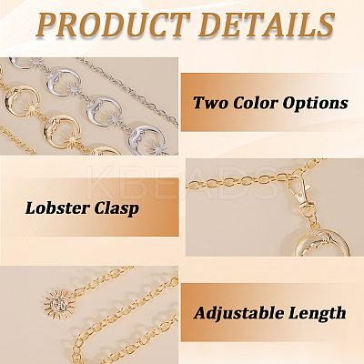 2Pcs 2 Colors Alloy Link Chain Belts AJEW-GF0009-21A-1