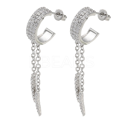Brass Micro Pave Clear Cubic Zirconia Stud Earrings EJEW-A045-01P-1