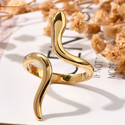 Snake 304 Stainless Steel Open Cuff Rings for Women RJEW-M046-02G-1