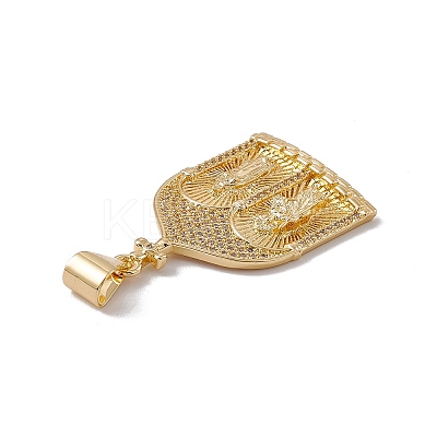 Brass Micro Pave Clear Cubic Zirconia Pendants KK-G439-15G-1