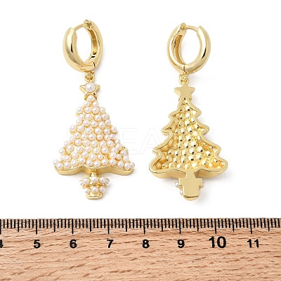 Christmas Brass Dangle Stud Earrings EJEW-L306-05G-1