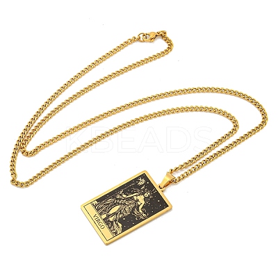 304 Stainless Steel Tarot Pendant Necklaces NJEW-A026-01G-06-1