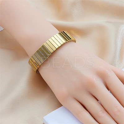 304 Stainless Steel Elastic Rectangle Link Bangles for Unisex WG35402-01-1