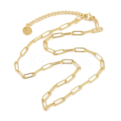 Rack Plating 304 Stainless Steel Paperclip Chain Necklaces NJEW-Q348-01G-1-1