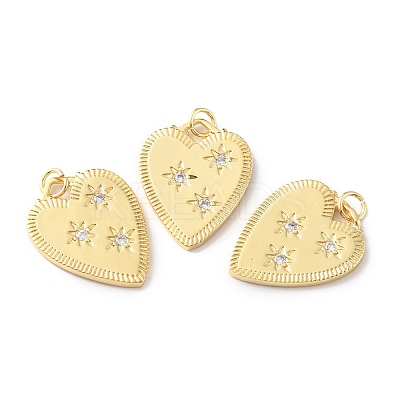 Rack Plating Brass Micro Pave Cubic Zirconia Pendants X-KK-F852-06G-1