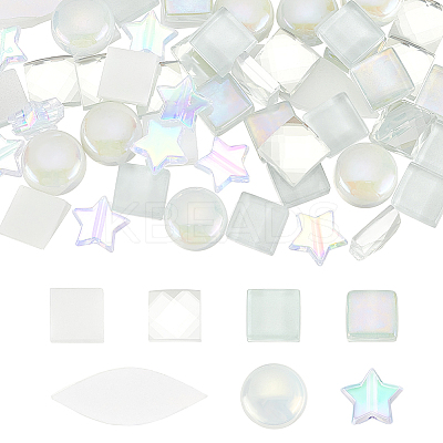 140Pcs 7 Styles Glass Cabochons & Plastic Beads DIY-FG0004-85-1