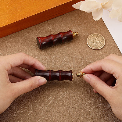 Wood Bamboo Joint Shaped Perfume Bottle Big Pendants WOOD-WH0001-09-1