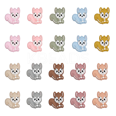 20Pcs 10 Colors Squirrel Food Grade Eco-Friendly Silicone Focal Beads SIL-GL0001-02-1