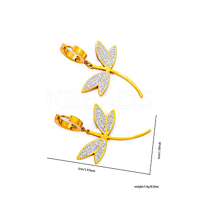 Dragonfly Stainless Steel Crystal Rhinestone Hoop Earrings FS-WGEBED8-02-1
