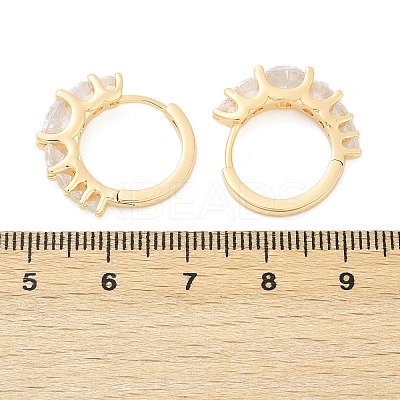 Brass Clear Cubic Zirconia Hoop Earrings EJEW-Q016-14G-1