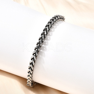 304 Stainless Steel Wheat Chain Bracelets for Men Women BJEW-B140-05P-1