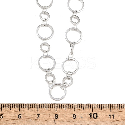 304 Stainless Steel 6MM and 10MM Ring Link Chain Necklaces NJEW-P343-02A-P-1